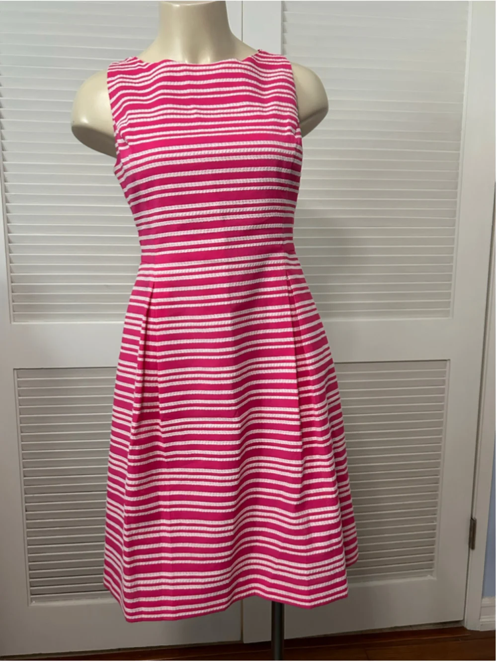 Tommy Hilfiger Pink White Striped Midi Dress Size 6 Sleeveless